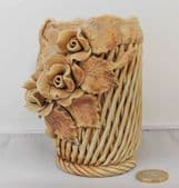 Studio pottery jar with applied flowers decorative pot ornamental vase 5" tall